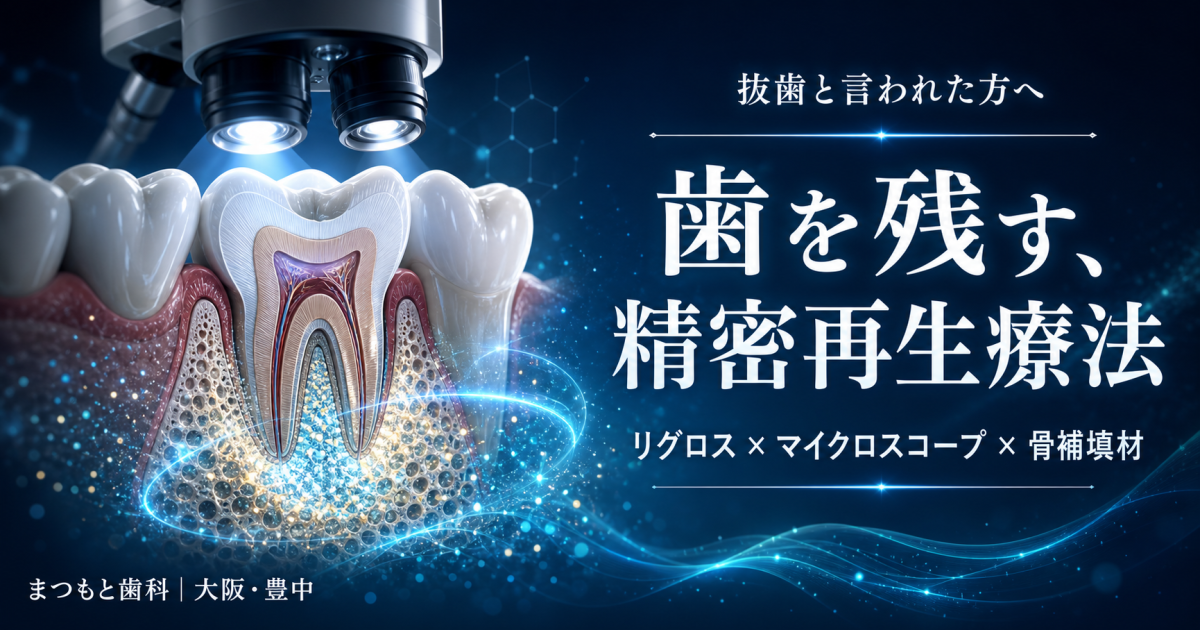歯周病で「抜歯」と言われた方へ｜リグロスとマイクロスコープによる自費の精密再生療法で歯を残す