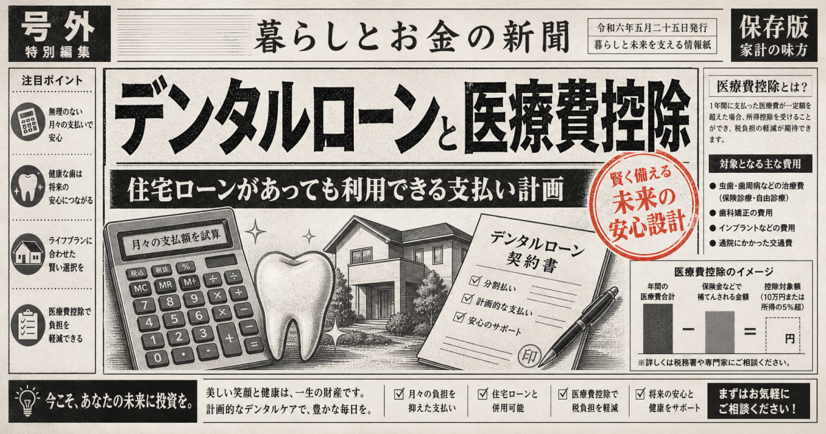 住宅ローンありでも可能？インプラント支払いのデンタルローン審査と控除