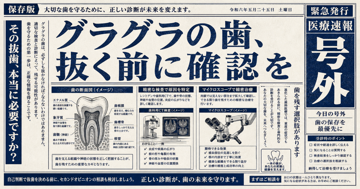 歯がグラグラで噛むと痛い…抜歯を避けて残す基準を歯科医が解説
