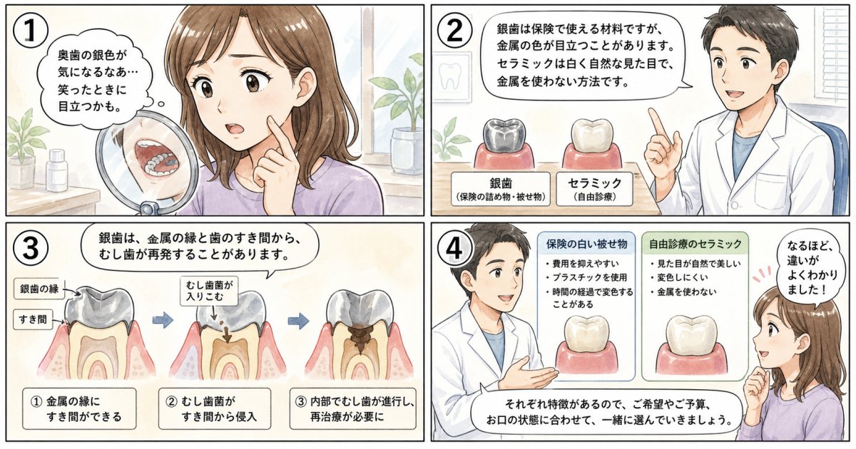 銀歯とセラミックの違いと白い歯を選ぶメリット