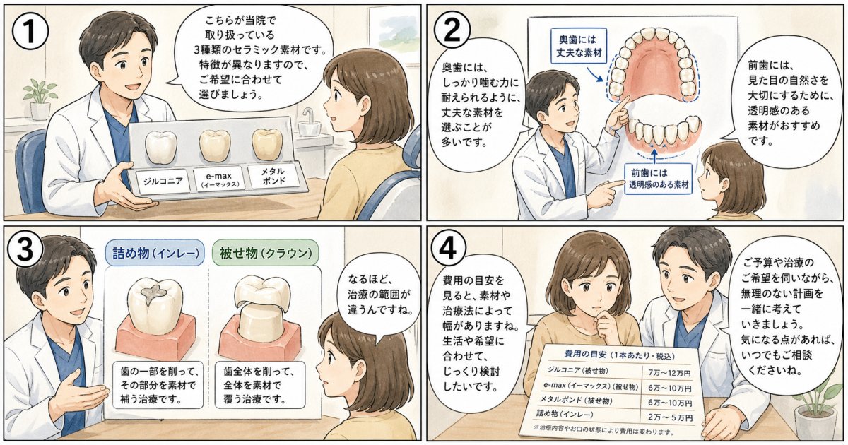 セラミック素材ごとの特徴と費用目安